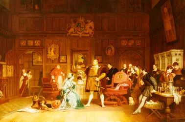 Enrique VIII y Ana Bolena observados por la Reina Catalina, 1870