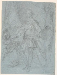 Boceto para retrato de cuerpo entero. Trabajo preliminar para el retrato de la familia de Chr. VI (Rosenborg)? Federico V como príncipe heredero