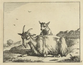 Chivo tumbado con cordero Cabras y dólares (título de la serie)
