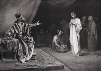 Matrimonio de una princesa asiria con Kara-indash, rey de Babilonia (litografía)