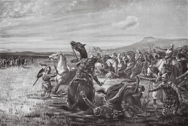 La batalla de Orchomenos (litografía)