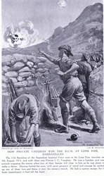 Cómo el soldado Vaughan ganó la DCM en Lone Pine, Dardanelos, agosto de 1915 (litografía)