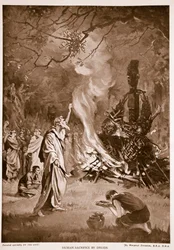 Sacrificio humano por druidas, ilustración de "Hutchison