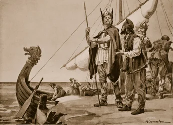 Rurik parte hacia la tierra de los eslavos, 862 (litografía)
