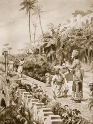 Los jardines colgantes de Babilonia, ilustración de «Hutchinson