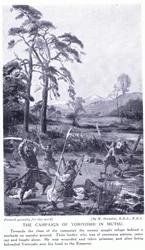 La campaña de Yoriyoshi en Mutsu (litografía)
