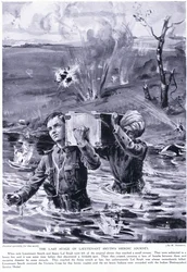 La última etapa del heroico viaje del teniente Smyth: Condecorado con la Cruz Victoria en mayo de 1915 (litografía)