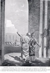 Ur-Engur inspeccionando el Templo del Dios Luna durante su construcción, ilustración de la "Historia de las Naciones" de Hutchinson (litografía).