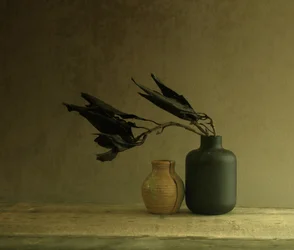 Naturaleza muerta minimalista con hojas