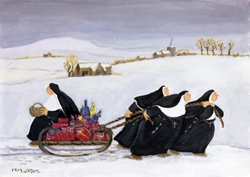Tobogganing (óleo sobre papel)