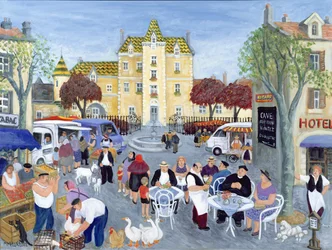 Plaza de la ciudad de Borgoña (óleo sobre lienzo)