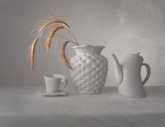 Naturaleza muerta minimalista en blanco