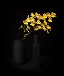 Naturaleza muerta con orquídea amarilla