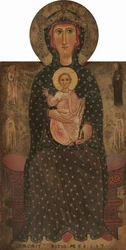 Virgen con el Niño entronizado y cuatro santos, c.1240-1245 (temple sobre tabla)