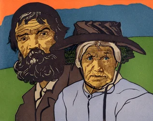 Pareja de viejos campesinos del Valais (Suiza)