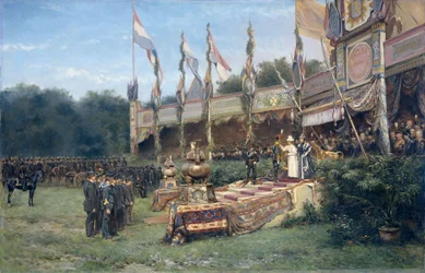 Entrega de la Cruz de Lombok por la Reina Guillermina