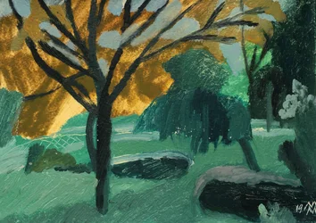 En los jardines del Trocadero, 2019 (óleo sobre papel)