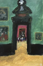 Habitación verde en el Museo Vienés, 2019 (óleo sobre papel)