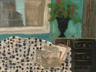 Interior con Сat, 2019 (óleo sobre papel)