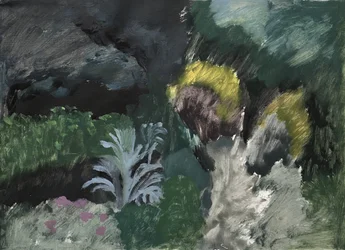 Paisaje con arbustos. Callejón de Marcel Proust, 2019 (óleo sobre papel)