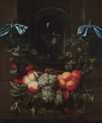 Bodegón con guirnalda de frutas