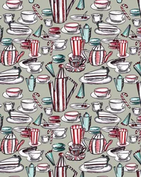 Candy Stripe Tea Party, 2020 ( acuarela, bolígrafo, sobre papel)
