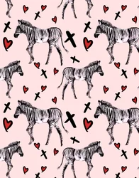Zebra Love, Pink, 2020 (acuarela sobre papel)