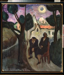 El eclipse solar - Pintura de Marianne Von Werefkin (1860-1938), óleo sobre lienzo, hacia 1910, arte ruso, siglo XX, expresionismo - Colección privada