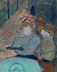 Dos mujeres en un café de la calle
