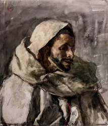 Retrato de busto de hombre, tres cuartos derecha, hacia 1870 (acuarela y lápiz de grafito sobre papel)