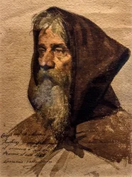 Cabeza de un hermano, hacia 1862 (acuarela sobre papel)