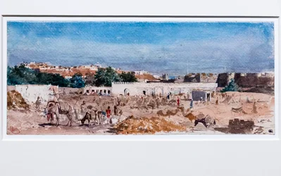 Paisaje norteafricano, después de 1862 (acuarela sobre grafito preparatorio sobre papel grueso)