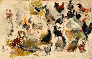 Estudio de gallos, 1869