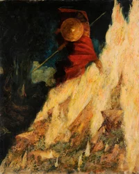 La Valquiria. Wotan golpea la roca con la lanza, c. 1895
