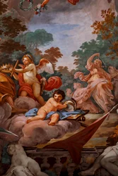 Rómulo es recibido en el Olimpo por Júpiter. Detalle de “Apoteosis de Rómulo" 1775 -1779, fresco