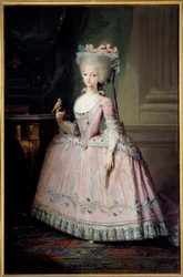 Retrato de cuerpo entero de Carlota Joaquina (1775-1830) Infanta de España y Reina de Portugal. Pintura de Mariano Maella (1739-1819)