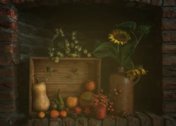 Naturaleza muerta rústica de otoño