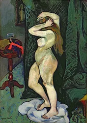 Desnudo arreglándose el cabello