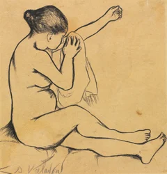 Desnudo femenino sentado, primer tercio de 1900s