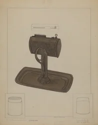 Lámpara y colador de sebo, c. 1936