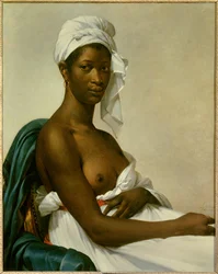 Retrato de una mujer negra con el pecho parcialmente descubierto, 1800, dimensiones: 0,81 x 0,65 m