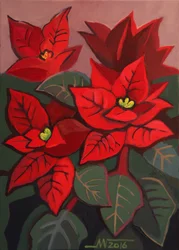 Poinsettias rojas festivas