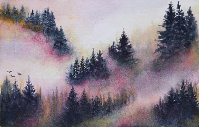 Bosque brumoso colorido