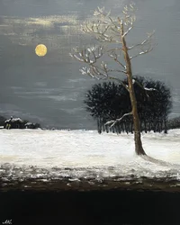 Noche de invierno bajo la luna dorada