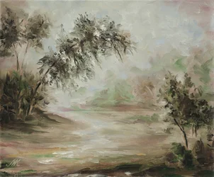 Paisaje brumoso sereno