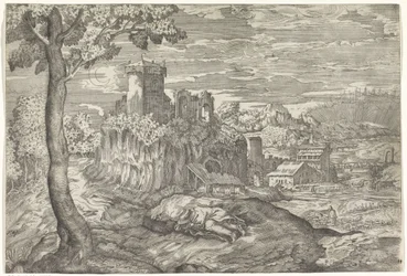 paisaje con ruinas de castillo