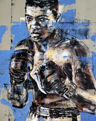 Ali, Icon Series, 2023 (acrílico y óleo sobre lienzo invertido)