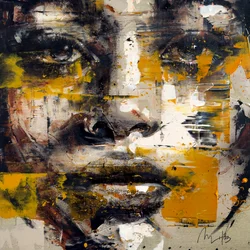 Ocre, 2023 (acrílico y óleo sobre lienzo invertido)