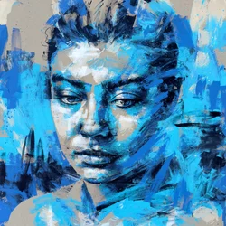 She Carries The Sea, 2025 (acrílico y óleo sobre lienzo invertido)