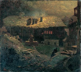 Nocturno entre los edificios de vecindad